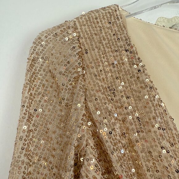 NWT Ieena By Mac Duggal #42015 Gold Sequin Draped Gown Dress Size 0 NEW - Picture 11 of 16